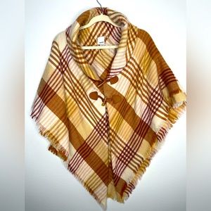 Yellow and Brown Plaid Sonoma Poncho/Cape
